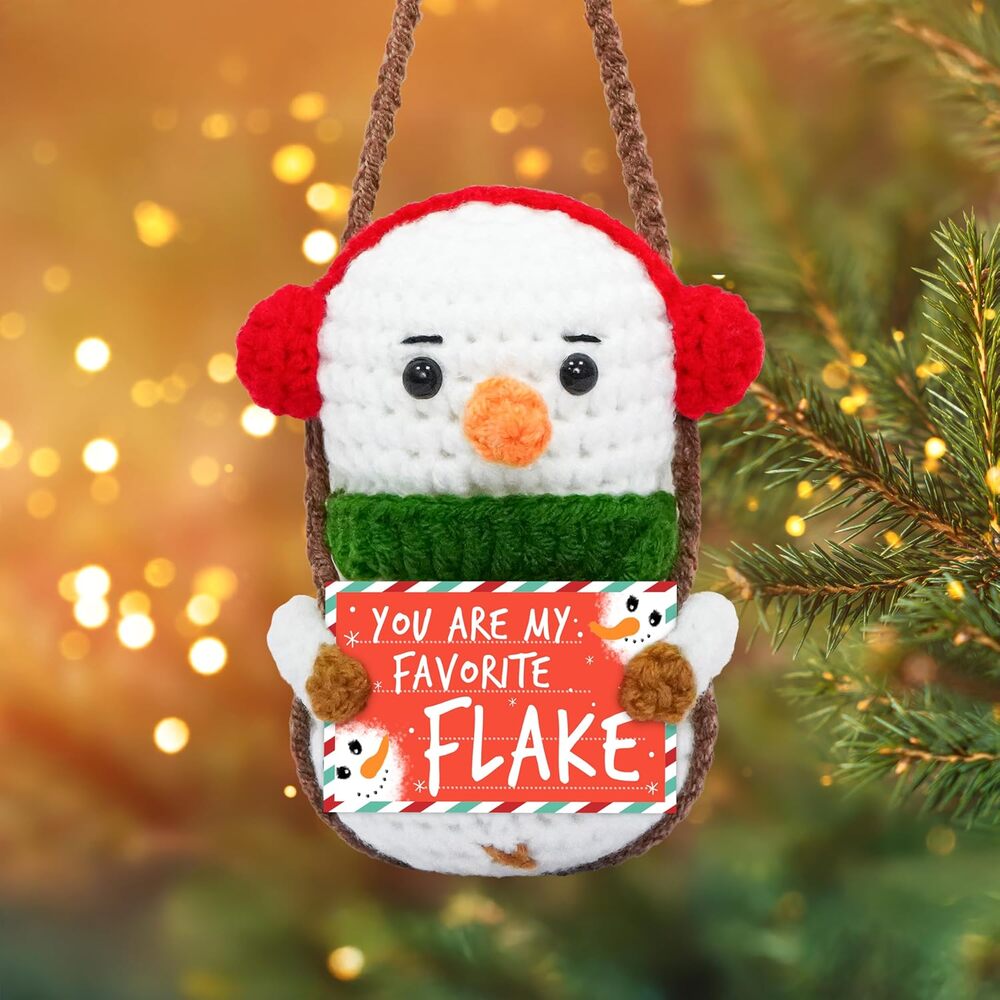 OASSIE Snowman Christmas Decorations Crochet - Snowman Decor Emotional Support
